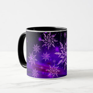 Schneeflocken rosa und lila Winterschneeflocken Tasse