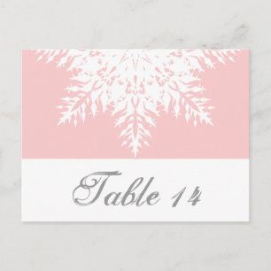 Schneeflocken, rosa, weiße Tischnummer der Winterh