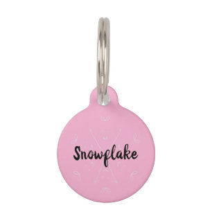 Schneeflocken rosa Wintername Haustiermarke