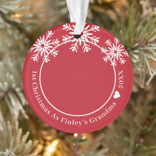 Schneeflocken Rot 1. Weihnachten als Oma-Foto Ornament