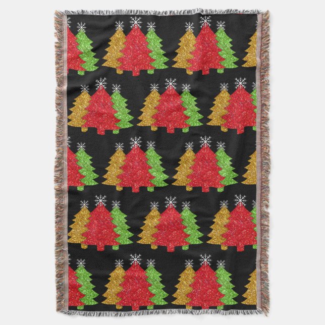 Schneeflocken Rot-Gold-Grün Weihnachtsbaum Schneef Decke (Vorderseite Vertikal)