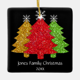 Schneeflocken Rot-Gold-Grün Weihnachtsbaum Schneef Keramikornament