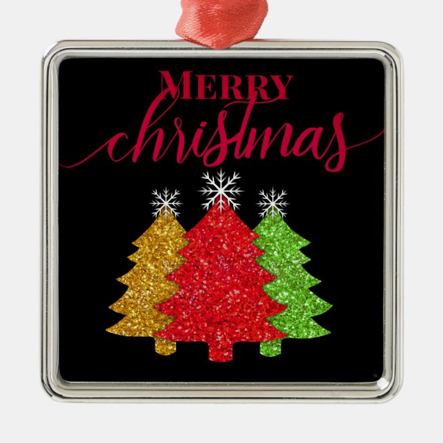 Schneeflocken Rot-Gold-Grün Weihnachtsbaum Schneef Ornament Aus Metall (Vorne)