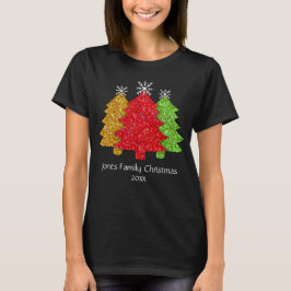 Schneeflocken Rot-Gold-Grün Weihnachtsbaum Schneef T-Shirt