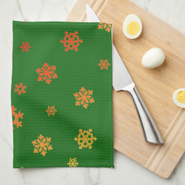 Schneeflocken (Rot & Gold) [Weihnachtsmuster] Geschirrtuch