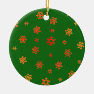 Schneeflocken (Rot & Gold) [Weihnachtsmuster] Keramikornament