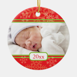 Schneeflocken: Rot Keramik Ornament