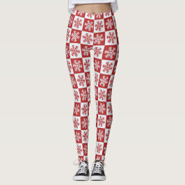 Schneeflocken Rot und Weiß Weihnachten Leggings