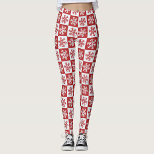 Schneeflocken Rot und Weiß Weihnachten Leggings