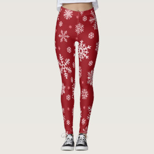 Schneeflocken, rote Dekoration, Weihnachtsmuster. Leggings