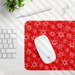Schneeflocken, rote und weiße Schneeflocken, Schne Mousepad