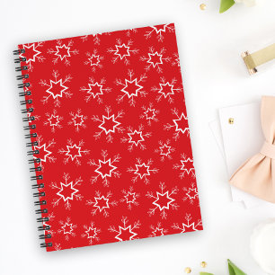 Schneeflocken, rote und weiße Schneeflocken, Schne Notizbuch