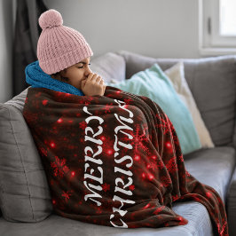 Schneeflocken Roter Hintergrund Fleece Blanket