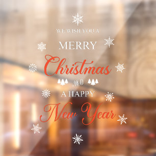 Schneeflocken Rotes frostes Weihnachtsfenster Klam Fensteraufkleber