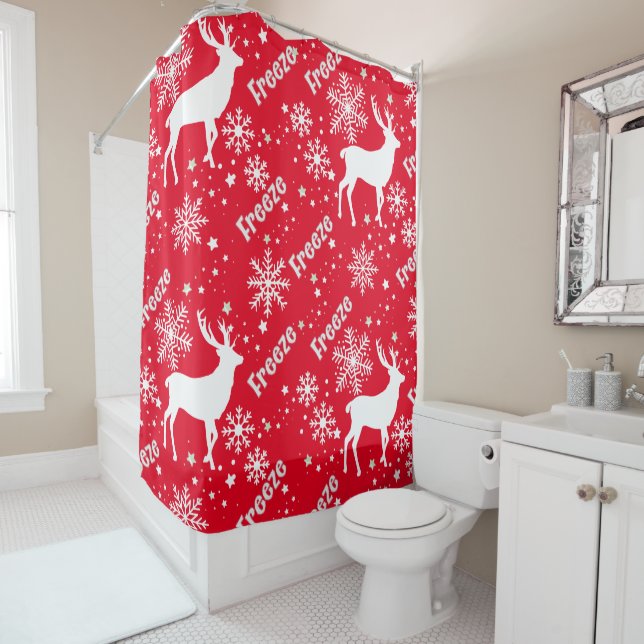 Schneeflocken Rotwild Duschvorhang (Beispiel)