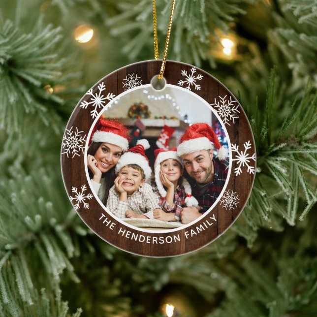 Schneeflocken Rustikales Holz Wunderbare Zeit des  Keramik Ornament (Baum)