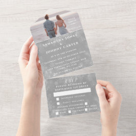 Schneeflocken Schnee Grau Winter Wunderland Hochze All In One Einladung