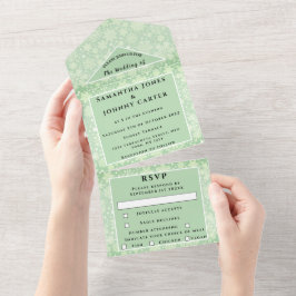 Schneeflocken Schnee Grün Winter Wunderland Hochze All In One Einladung