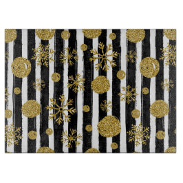 Schneeflocken, Schneebälle und Streifen Schneidebrett