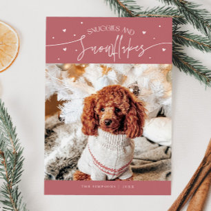 Schneeflocken & Schneeflocken Hund Foto Rosa Weihn Feiertagskarte