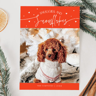 Schneeflocken & Schneeflocken Hund Foto Weihnachte Feiertagskarte