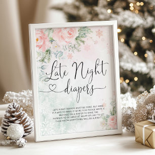 Schneeflocken Schneeflocken Späte Nacht Windeln Poster