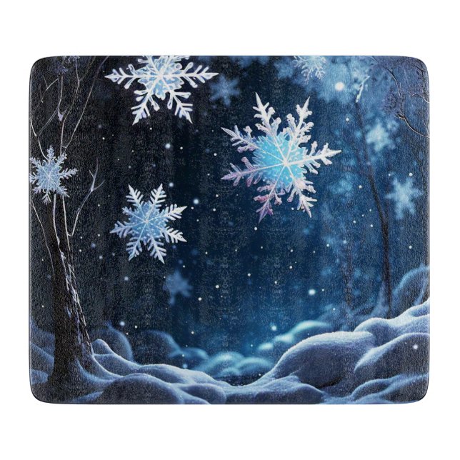 Schneeflocken Schneidebrett (Vorderseite)