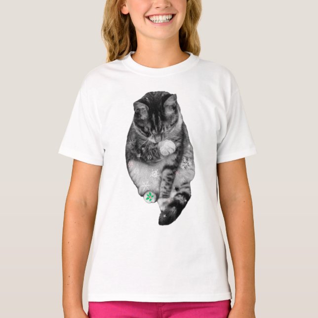 Schneeflocken-Schnurrhaartanz T-Shirt (Vorderseite)