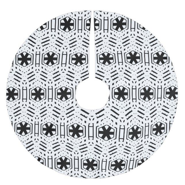 Schneeflocken schwarz-weiß skandinavische Weihnach Polyester Weihnachtsbaumdecke (Vorderseite)