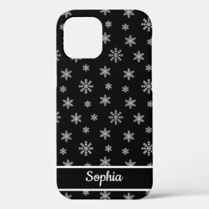 Schneeflocken Schwarzes Muster personalisierter Na Case-Mate iPhone Hülle