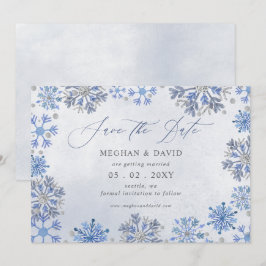 Schneeflocken Silber Blau Weihnachten Winter Hochz Save The Date