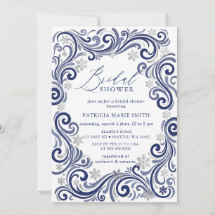 Schneeflocken Silber Blau Winter Brautparty Einladung