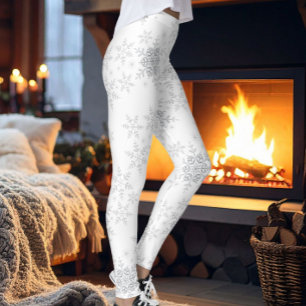 Schneeflocken Silber Glitter Winter oder Weihnacht Leggings