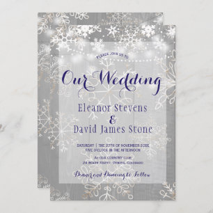 Schneeflocken Silber Lichter Winterwunderland Hoch Einladung