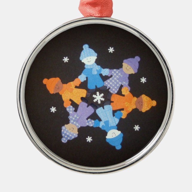 Schneeflocken Silbernes Ornament (Vorne)