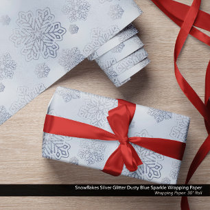 Schneeflocken Silver Glitzer Dusty Geschenkpapier