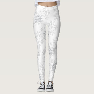 Schneeflocken Silver Glitzer Winter oder Weihnacht Leggings
