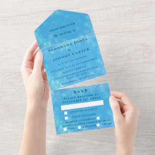 Schneeflocken Snow Blue Winter Wonderland Hochzeit All In One Einladung