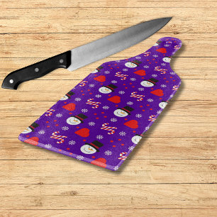 Schneeflocken Snowman Candy Canes Blue Background Schneidebrett