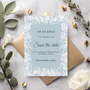 Schneeflocken staubblaues Winterhochzeit Save The Date