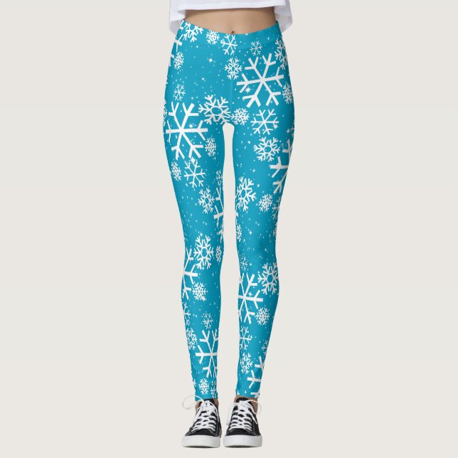 Schneeflocken & Sterne auf (Ihre Farbe) Leggings (Vorderseite)