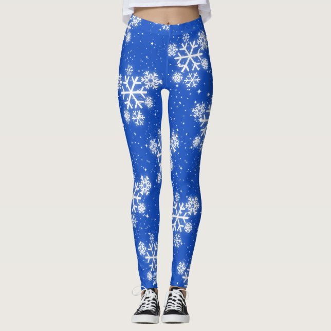 Schneeflocken & Sterne (editierbar) Leggings (Vorderseite)
