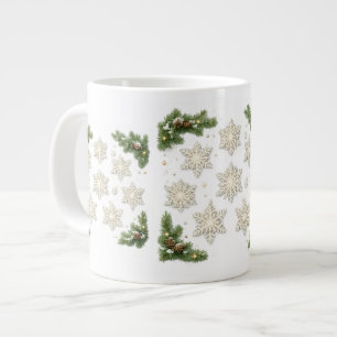 Schneeflocken & Tannen-Weihnachtstasse Jumbo-Tasse