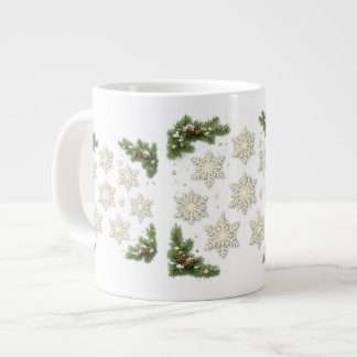 Schneeflocken & Tannen-Weihnachtstasse Jumbo-Tasse