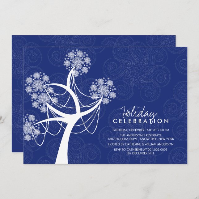 Schneeflocken Tremmiedeeisen Nachtleben Feiertag e Einladung (Vorne/Hinten)