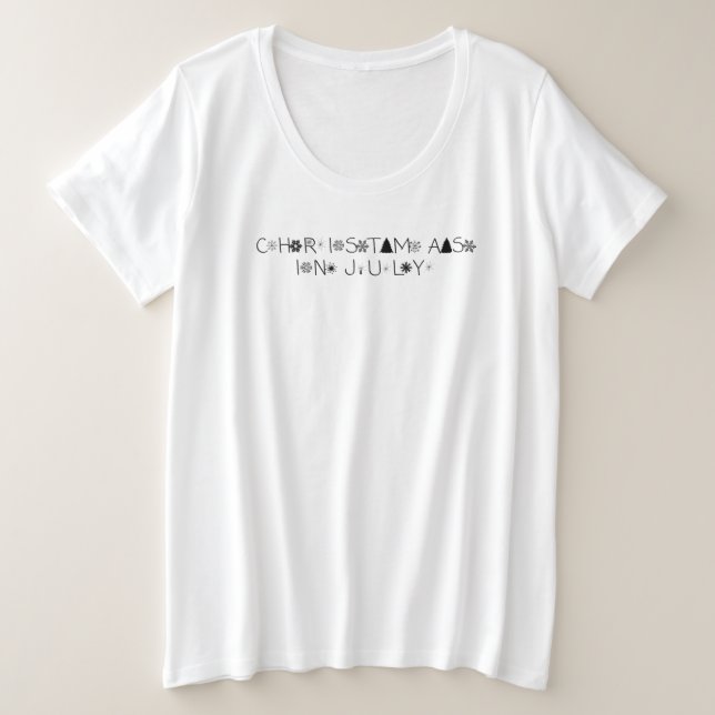 Schneeflocken Typografie Weihnachten Juli Große Größe T-Shirt (Design vorne)
