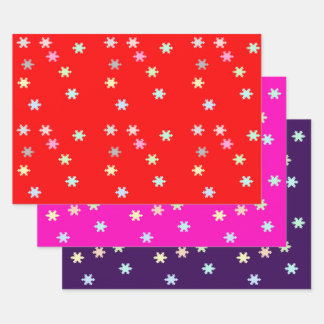 Schneeflocken Umschlagpapier 3 Flachblätter Geschenkpapier Set