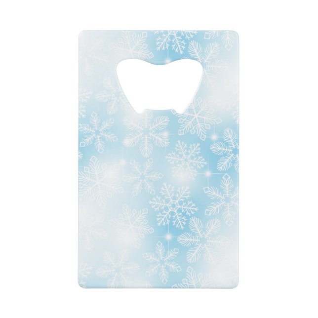 Schneeflocken und blaue Lichter Geldbeutel Flaschenöffner (Vorderseite)