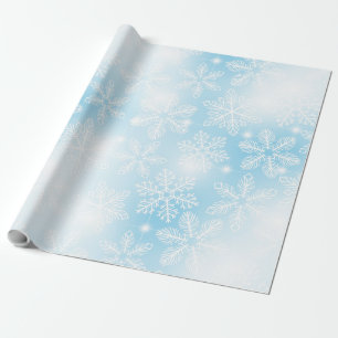 Schneeflocken und blaue Lichter Geschenkpapier