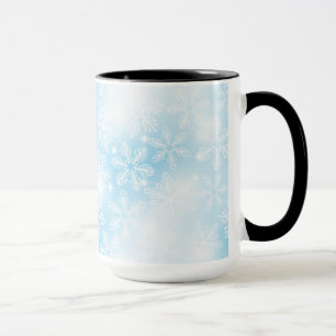 Schneeflocken und blaue Lichter Tasse